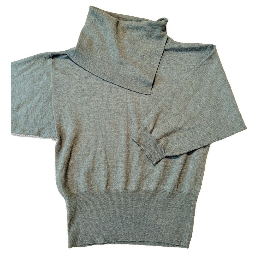 Tweeds 100% Merino Wool Olive Green Cowl Neck Sweater 3/4 Sleeve Women's Size XL